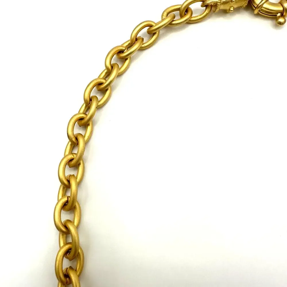 1980s 1990s vintage Etruscan Revival matte gold tone cable link chain necklace